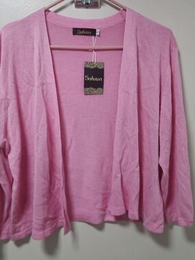 Pink Open-Front Women's Sweater Cardigan